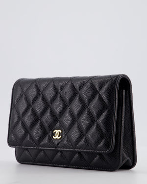 Chanel Black Wallet on Chain Bag in Caviar Leather with Gold Hardware