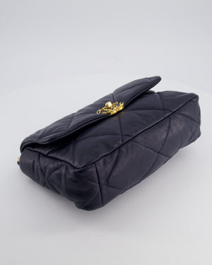 Chanel Navy Medium 19 Bag in Quilted Goatskin Leather with Mixed Hardware