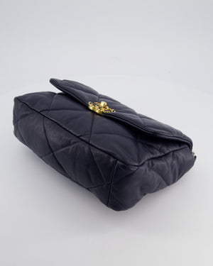 Chanel Navy Medium 19 Bag in Quilted Goatskin Leather with Mixed Hardware