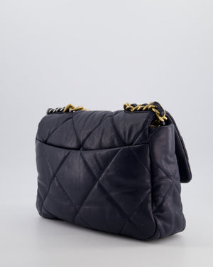 Chanel Navy Medium 19 Bag in Quilted Goatskin Leather with Mixed Hardware
