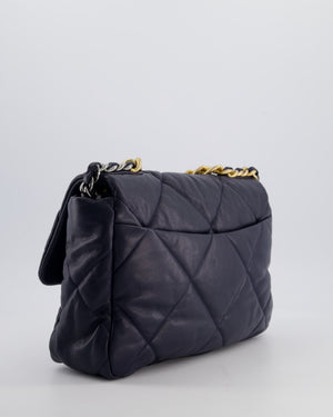 Chanel Navy Medium 19 Bag in Quilted Goatskin Leather with Mixed Hardware