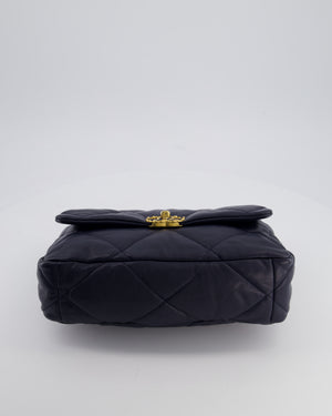 Chanel Navy Medium 19 Bag in Quilted Goatskin Leather with Mixed Hardware