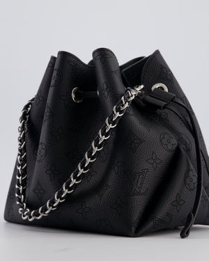 Louis Vuitton Black Bella Bucket Bag in Mahina Leather with Monogram Pattern and Silver Hardware RRP £3150