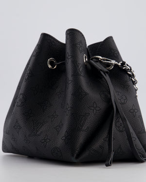 Louis Vuitton Black Bella Bucket Bag in Mahina Leather with Monogram Pattern and Silver Hardware RRP £3150