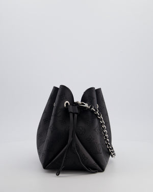 Louis Vuitton Black Bella Bucket Bag in Mahina Leather with Monogram Pattern and Silver Hardware RRP £3150