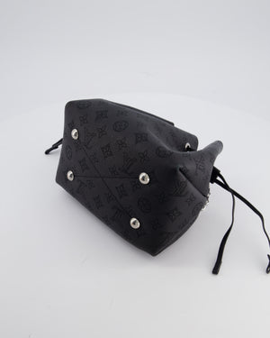 Louis Vuitton Black Bella Bucket Bag in Mahina Leather with Monogram Pattern and Silver Hardware RRP £3150