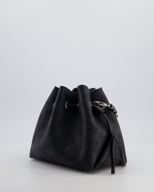 Louis Vuitton Black Bella Bucket Bag in Mahina Leather with Monogram Pattern and Silver Hardware RRP £3150