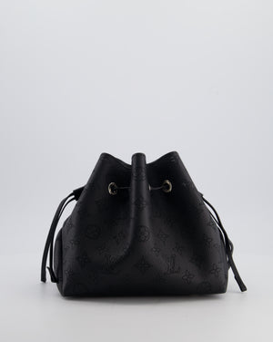 Louis Vuitton Black Bella Bucket Bag in Mahina Leather with Monogram Pattern and Silver Hardware RRP £3150