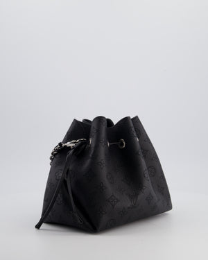 Louis Vuitton Black Bella Bucket Bag in Mahina Leather with Monogram Pattern and Silver Hardware RRP £3150