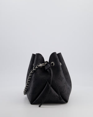 Louis Vuitton Black Bella Bucket Bag in Mahina Leather with Monogram Pattern and Silver Hardware RRP £3150