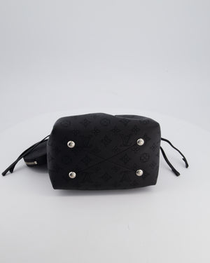 Louis Vuitton Black Bella Bucket Bag in Mahina Leather with Monogram Pattern and Silver Hardware RRP £3150