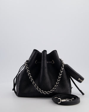 Louis Vuitton Black Bella Bucket Bag in Mahina Leather with Monogram Pattern and Silver Hardware RRP £3150