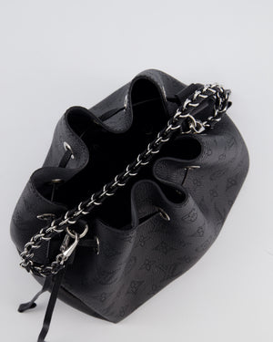 Louis Vuitton Black Bella Bucket Bag in Mahina Leather with Monogram Pattern and Silver Hardware RRP £3150