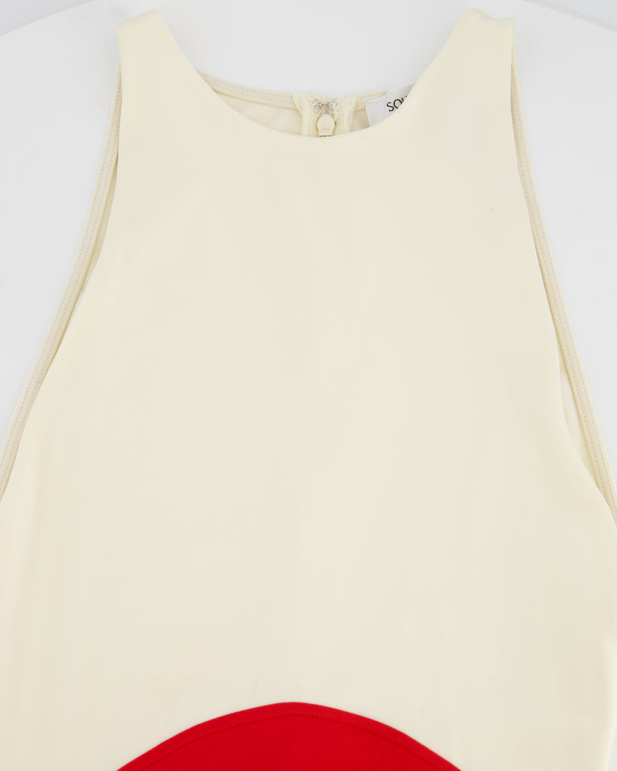 Solid & Striped x Sofia Richie Grainge Jonati Cream Sleevless Maxi Dress with Red Striped Detail Size XS (UK 6)