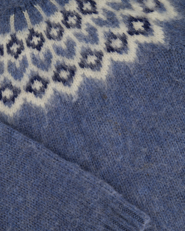 Celine AW22 Light Blue Brushed Fair Isle Wool Oversized Crew Neck Jumper Size M (UK 10)