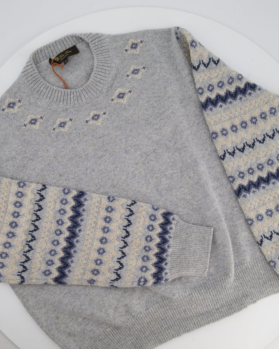 Loro Piana Light Blue Alpe Pile Crew Neck Cashmere Jumper Size M (UK 10)