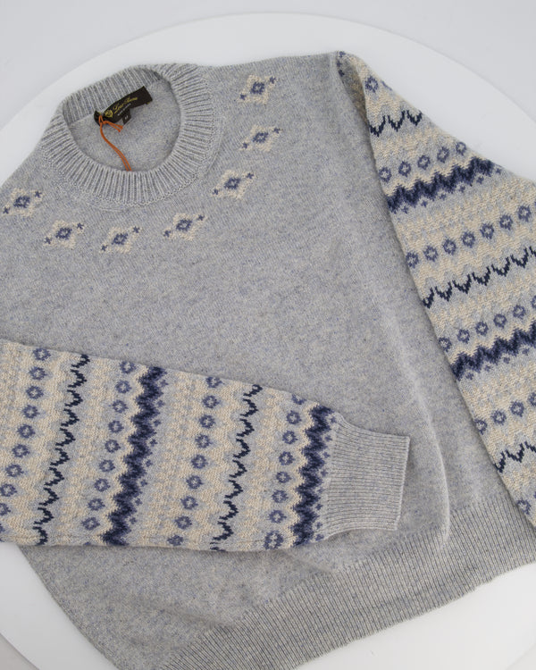 Loro Piana Light Blue Alpe Pile Crew Neck Cashmere Jumper Size M (UK 10)