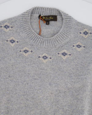 Loro Piana Light Blue Alpe Pile Crew Neck Cashmere Jumper Size M (UK 10)