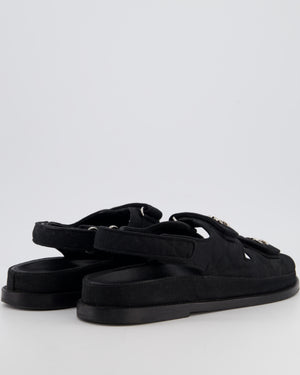 Chanel Black Quilted Dad Sandals with Silver Crystal CC Logo Details Size 41.5