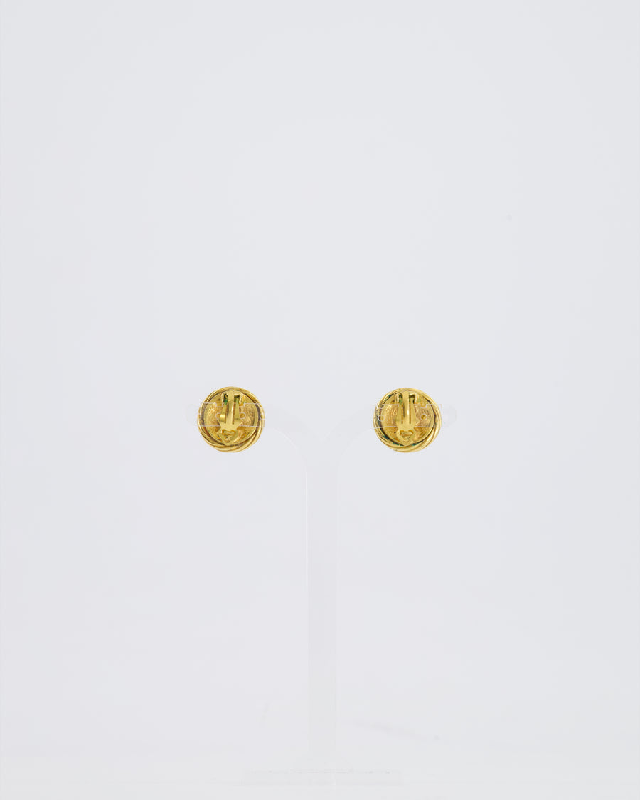 Chanel 93P Vintage Gold CC Logo Twisted Clip On Earrings