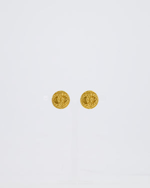 Chanel Coco Mark Vintage CC Textured Clip-On Earrings