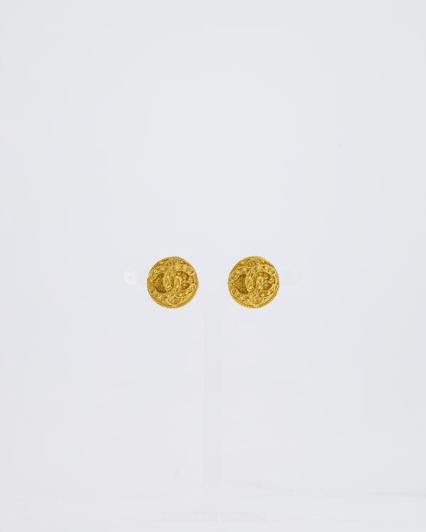 Chanel Coco Mark Vintage CC Textured Clip-On Earrings