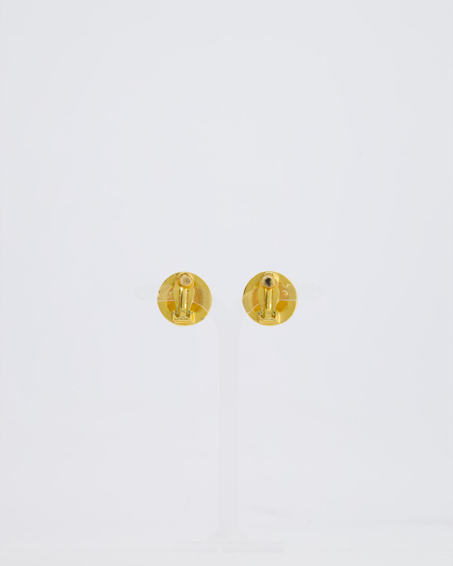Chanel Coco Mark Vintage CC Textured Clip-On Earrings