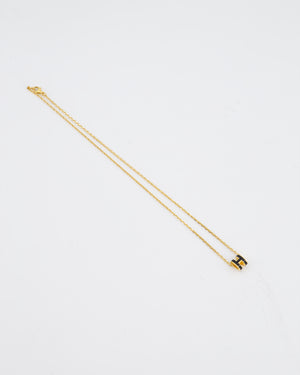 Hermès Mini Pop H Pendant Necklace in Black with Yellow Gold Plated Hardware