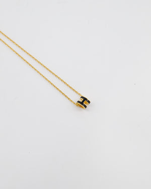 Hermès Mini Pop H Pendant Necklace in Black with Yellow Gold Plated Hardware