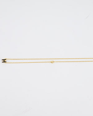 Hermès Mini Pop H Pendant Necklace in Black with Yellow Gold Plated Hardware