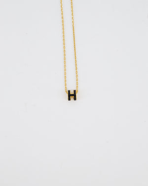 Hermès Mini Pop H Pendant Necklace in Black with Yellow Gold Plated Hardware