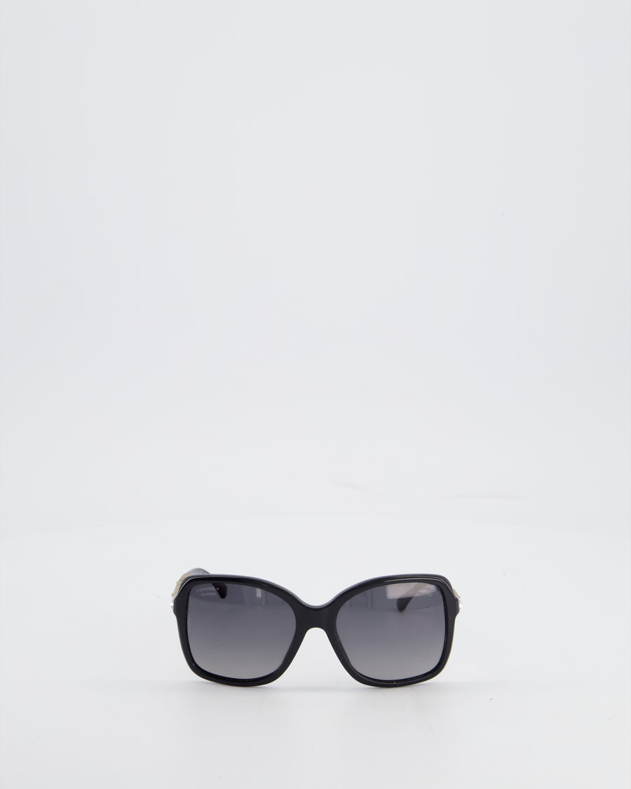 Chanel Crystal Baguette Polarized Square Sunglasses 5308-B in Black