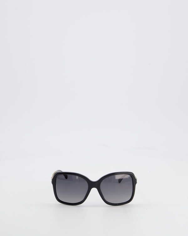 Chanel Crystal Baguette Polarized Square Sunglasses 5308-B in Black