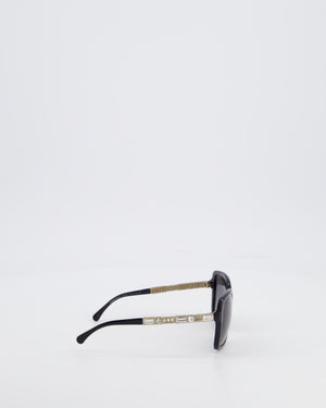 Chanel Crystal Baguette Polarized Square Sunglasses 5308-B in Black