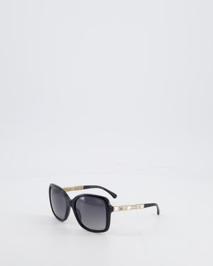 Chanel Crystal Baguette Polarized Square Sunglasses 5308-B in Black