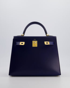 *RARE* Hermès Kelly 28 Sellier Bag in Bleu Saphir Box Leather with Gold Hardware