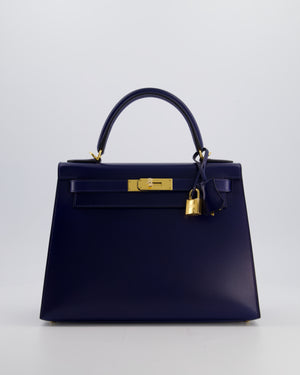 *RARE* Hermès Kelly 28 Sellier Bag in Bleu Saphir Box Leather with Gold Hardware
