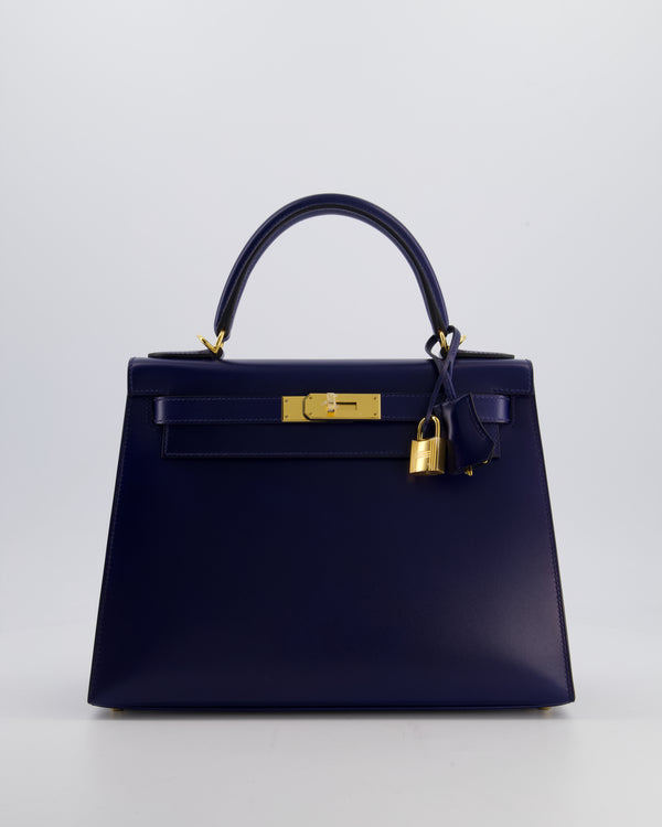 *RARE* Hermès Kelly 28 Sellier Bag in Bleu Saphir Box Leather with Gold Hardware