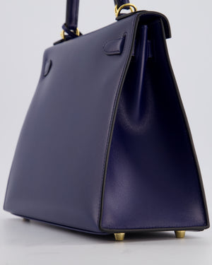 *RARE* Hermès Kelly 28 Sellier Bag in Bleu Saphir Box Leather with Gold Hardware