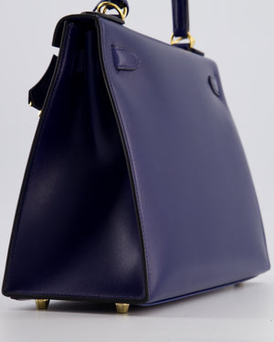 *RARE* Hermès Kelly 28 Sellier Bag in Bleu Saphir Box Leather with Gold Hardware