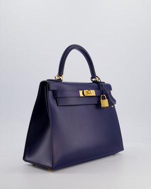 *RARE* Hermès Kelly 28 Sellier Bag in Bleu Saphir Box Leather with Gold Hardware