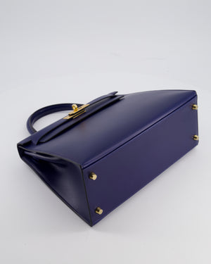 *RARE* Hermès Kelly 28 Sellier Bag in Bleu Saphir Box Leather with Gold Hardware