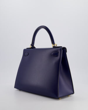 *RARE* Hermès Kelly 28 Sellier Bag in Bleu Saphir Box Leather with Gold Hardware