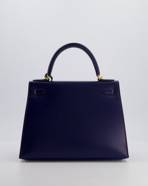 *RARE* Hermès Kelly 28 Sellier Bag in Bleu Saphir Box Leather with Gold Hardware