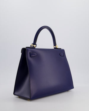 *RARE* Hermès Kelly 28 Sellier Bag in Bleu Saphir Box Leather with Gold Hardware