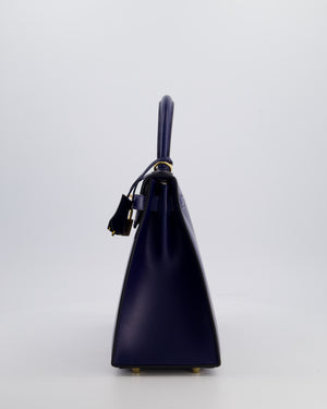 *RARE* Hermès Kelly 28 Sellier Bag in Bleu Saphir Box Leather with Gold Hardware