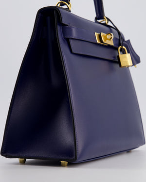*RARE* Hermès Kelly 28 Sellier Bag in Bleu Saphir Box Leather with Gold Hardware