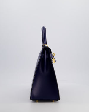 *RARE* Hermès Kelly 28 Sellier Bag in Bleu Saphir Box Leather with Gold Hardware