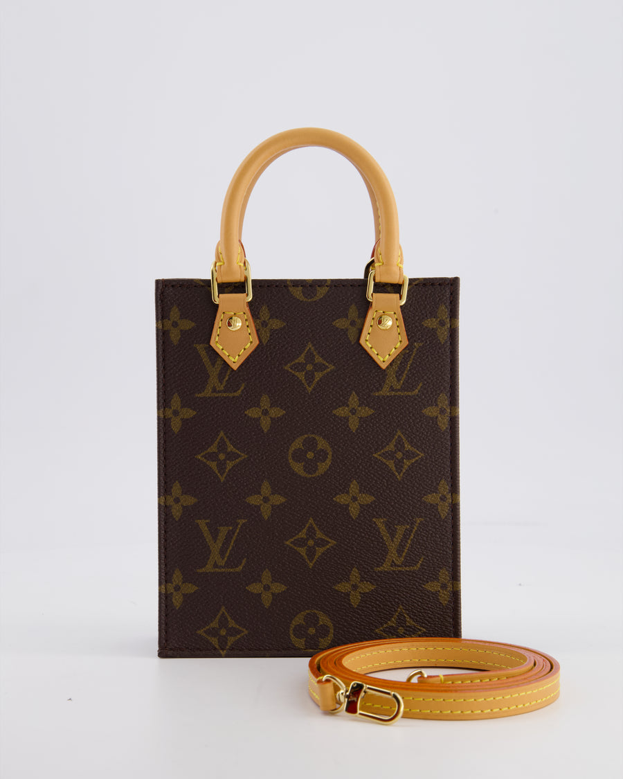 Louis Vuitton Petit Sac Plat Crossbody Bag in Brown Monogram Canvas with Gold Hardware RRP £1420