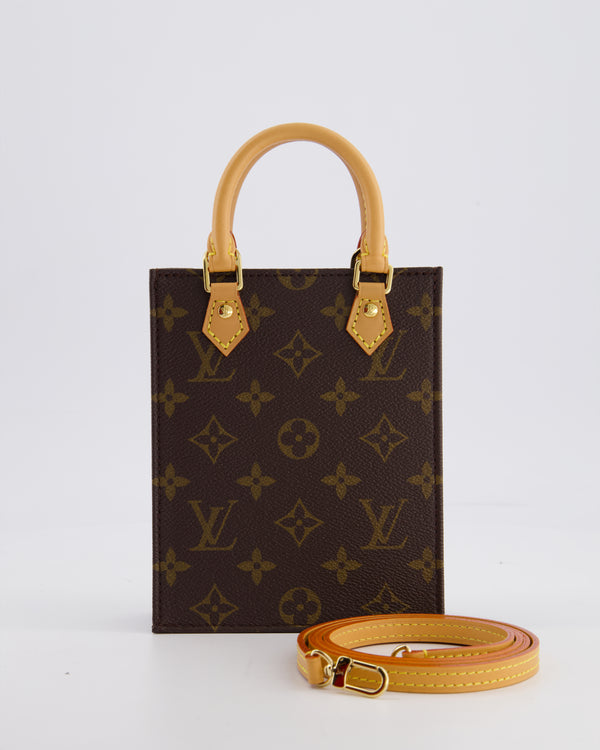 Louis Vuitton Petit Sac Plat Crossbody Bag in Brown Monogram Canvas with Gold Hardware RRP £1420